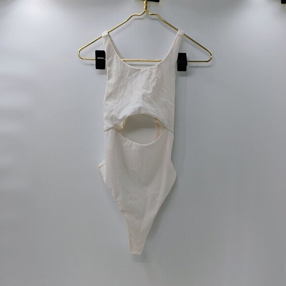 For Love and Lemons White Cut Out Ribbed Thong Bodysuit Medium Sexy Summer - Picture 8 of 15